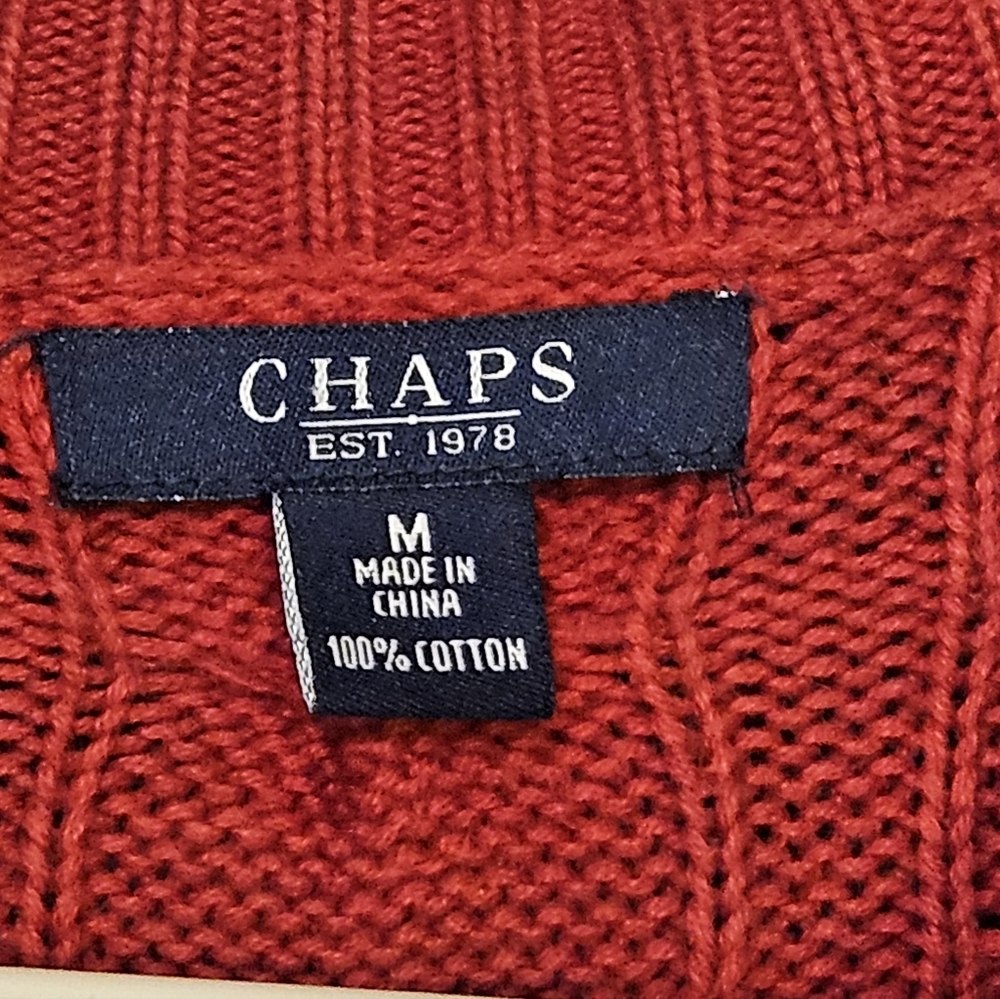 Chaps Womens Vibrant Red Cotton Sweater